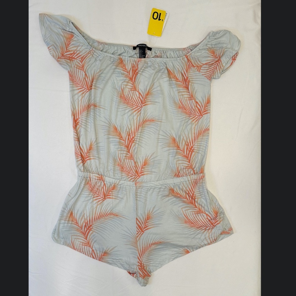 Forever 21 Beach Palm Print Romper
